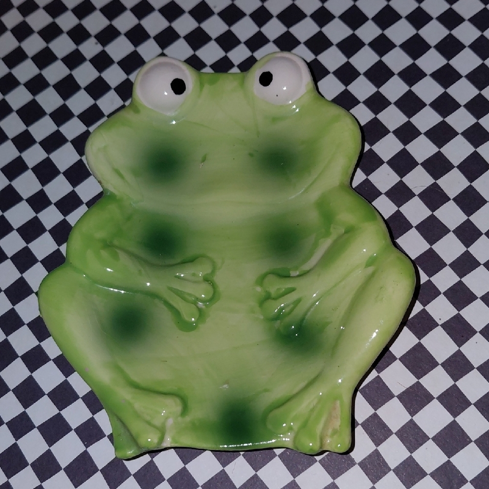 Green Frog Ceramic Figurine